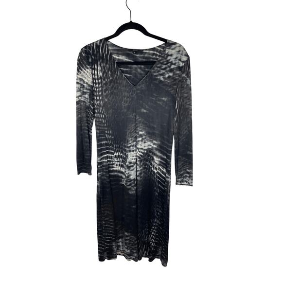 Gucci X Tom Ford Vintage S/S 2000 Abstract Print Long Sleeve V Neck Dress SZ 42 - Picture 3 of 10